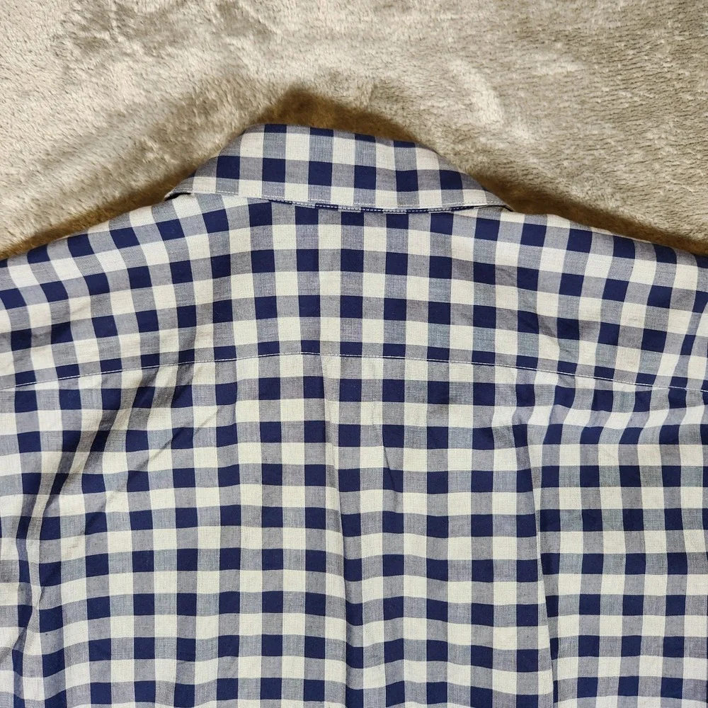Banana Republic Shirt Men's XL 17-17 1/2 Non Iron‎ Slim Fit Blue Plaid Button Up